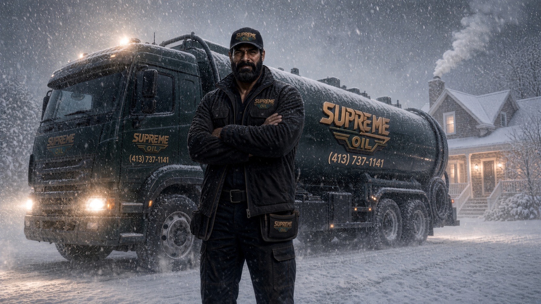 Supreme Oil tanker in the snow
